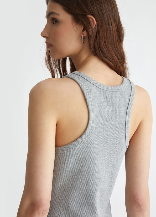 Liu Jo Top a costine con logo Promozione Limitata