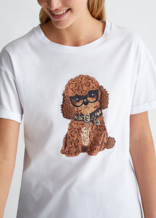 Liu Jo T-shirt con stampa e applicazioni Outlet