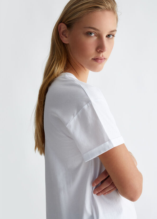 Liu Jo T-shirt con stampa e applicazioni Outlet