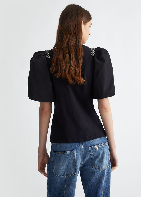 Liu Jo T-shirt in jersey con strass Saldi