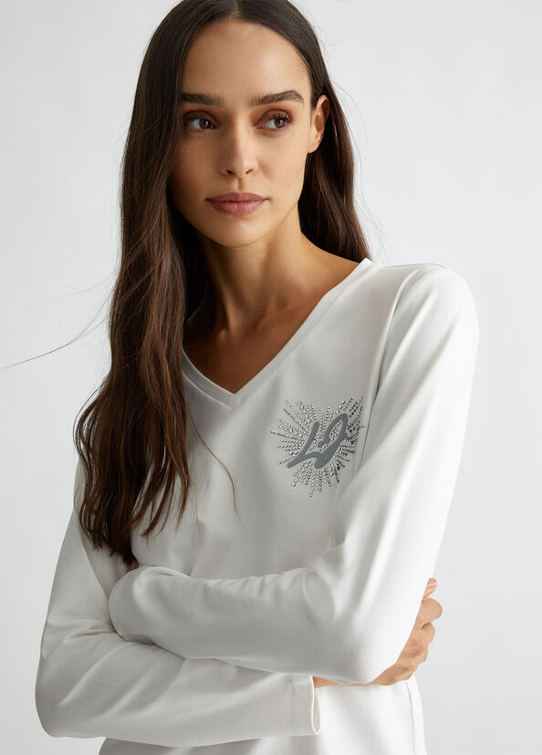 Liu Jo T-shirt con cuore e strass Hotsell