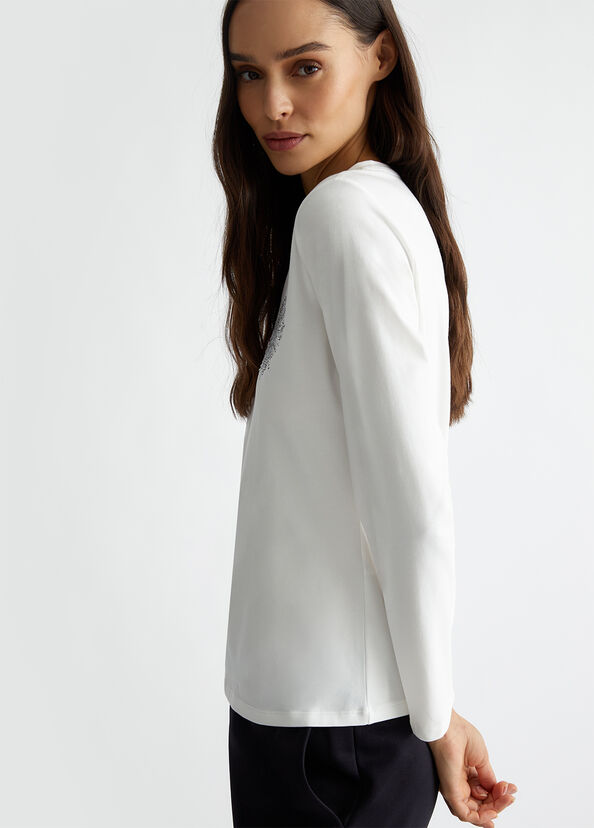 Liu Jo T-shirt con cuore e strass Hotsell