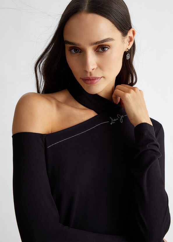 Liu Jo T-shirt con logo e strass Vendita Calda