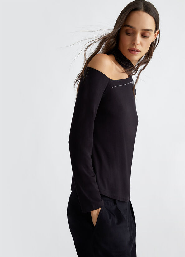 Liu Jo T-shirt con logo e strass Vendita Calda