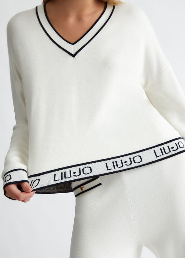 Liu Jo Maglia in misto seta con logo Convenienza