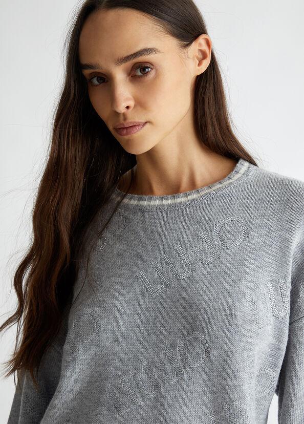 Liu Jo Maglia in misto lana con logo Negozio