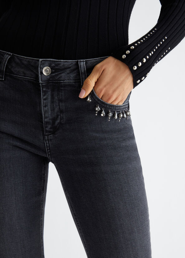 Liu Jo Jeans skinny bottom up con strass Consegna Veloce