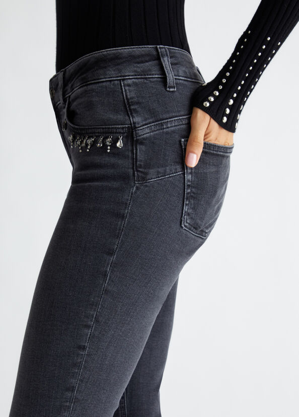 Liu Jo Jeans skinny bottom up con strass Consegna Veloce