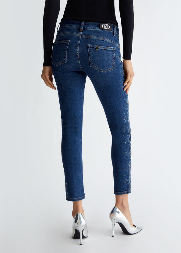 Liu Jo Jeans skinny bottom up con strass Prezzo Ridotto