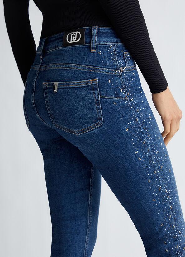 Liu Jo Jeans skinny bottom up con strass Prezzo Ridotto
