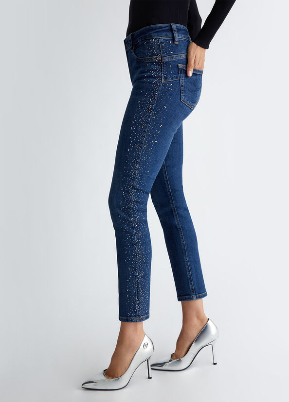 Liu Jo Jeans skinny bottom up con strass Prezzo Ridotto