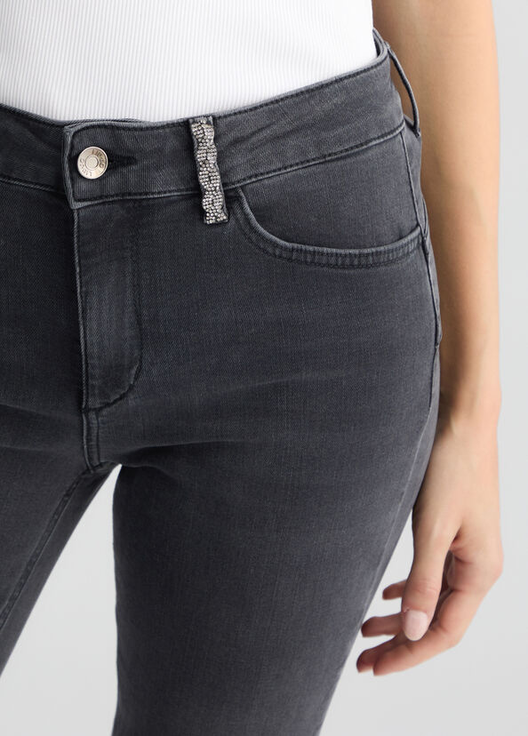 Liu Jo Jeans skinny grigio con strass Economico