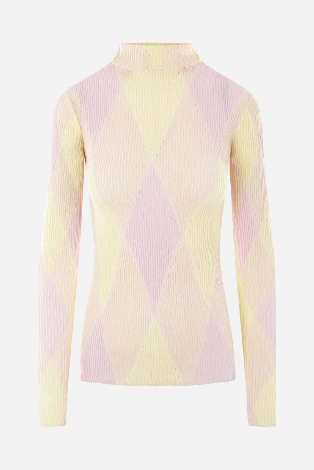 BURBERRY pullover in cotone e seta Argyle Offerta
