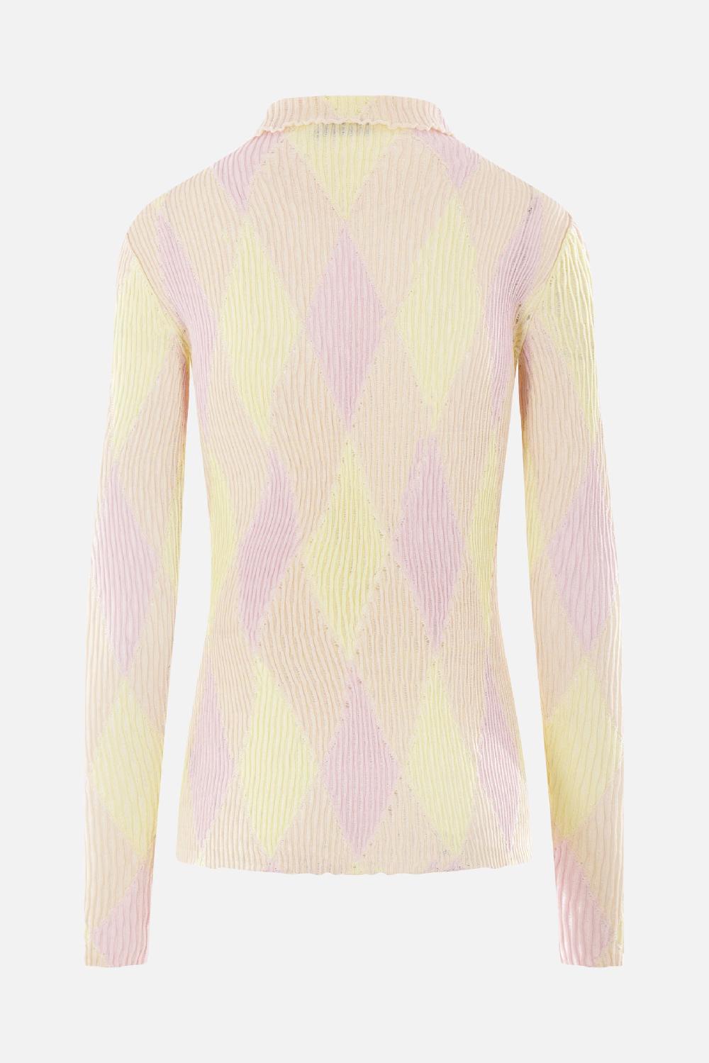 BURBERRY pullover in cotone e seta Argyle Offerta