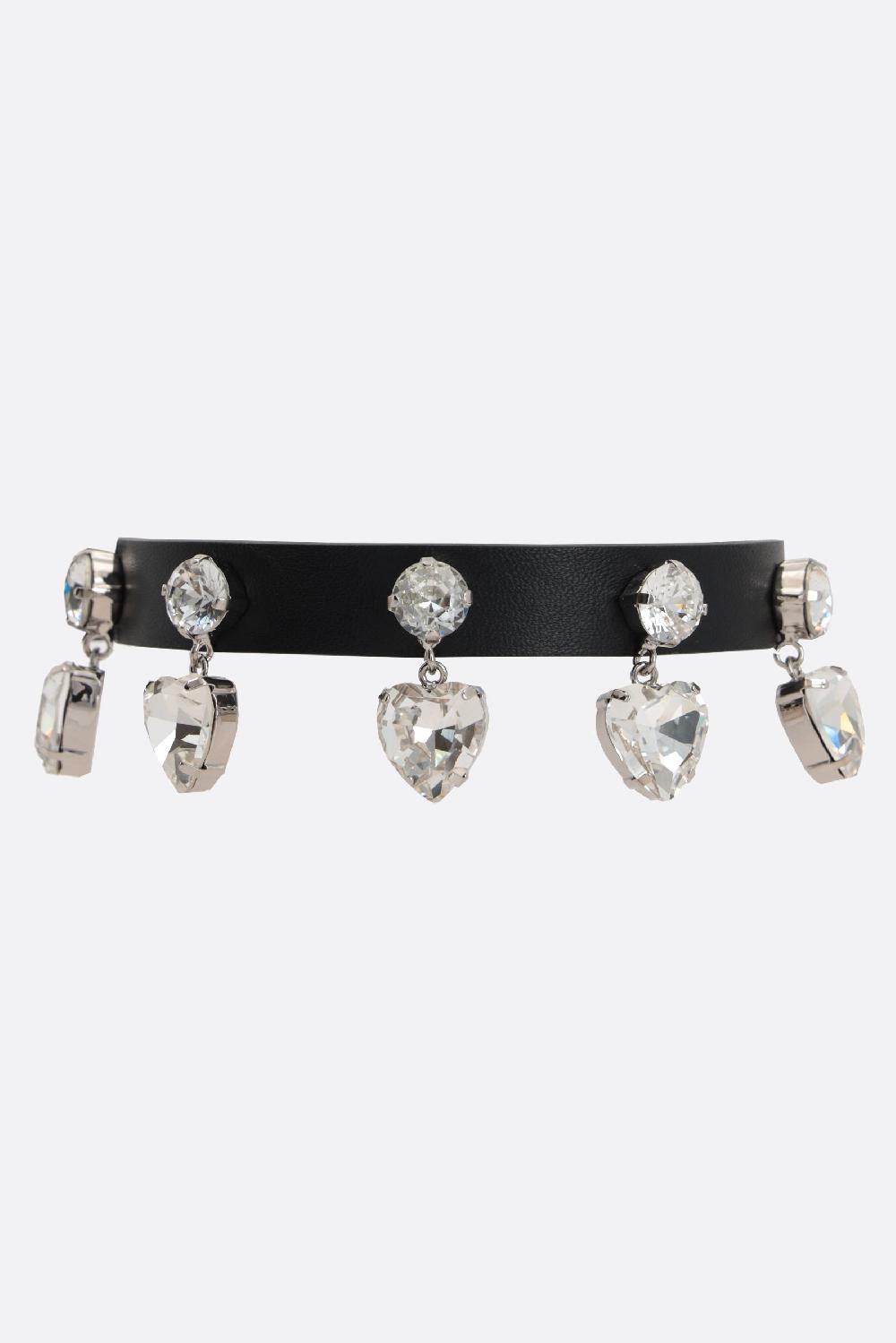 ALESSANDRA RICH choker in pelle con pendenti a cuore Outlet