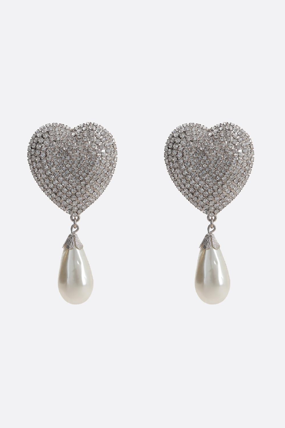 ALESSANDRA RICH orecchini a cuore in ottone con cristalli e perle