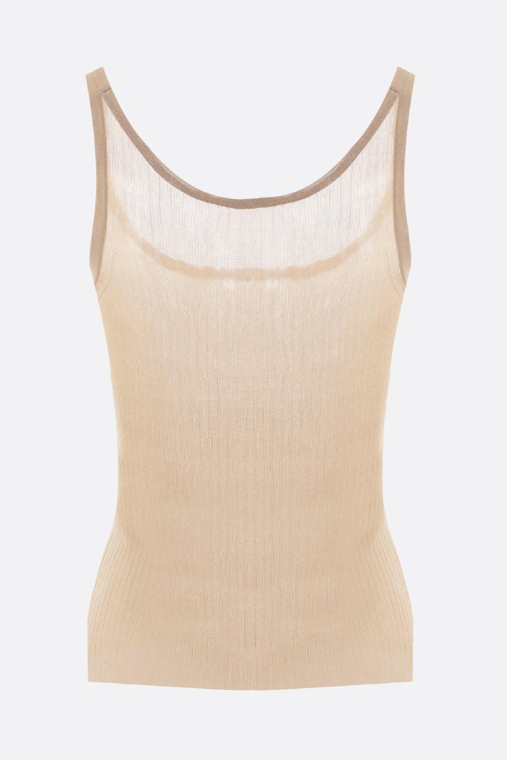 MAX MARA top smanicato Bastia in seta a costine Italia