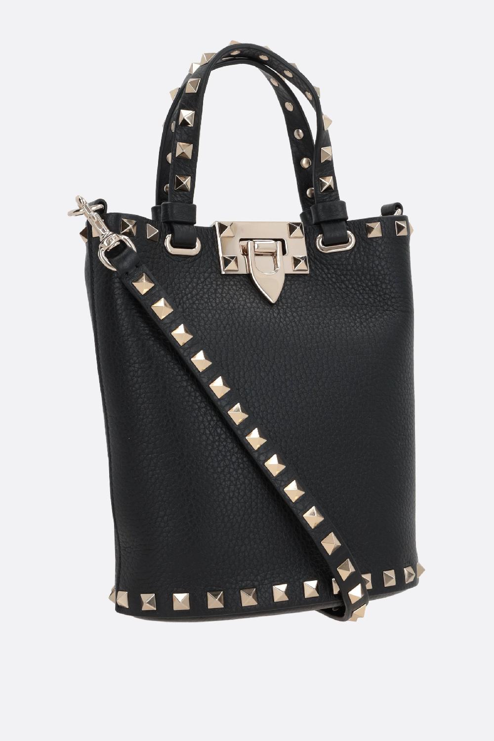 VALENTINO GARAVANI borsa tote Rockstud mini in pelle martellata Spedizione Gratuita
