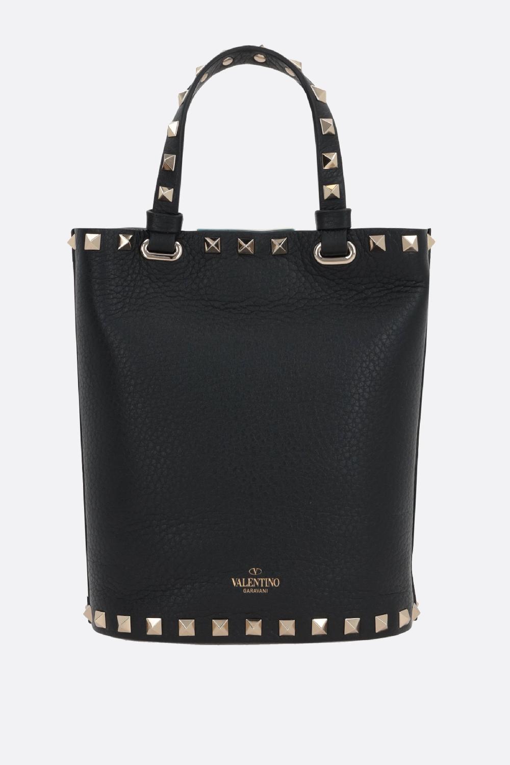 VALENTINO GARAVANI borsa tote Rockstud mini in pelle martellata Spedizione Gratuita