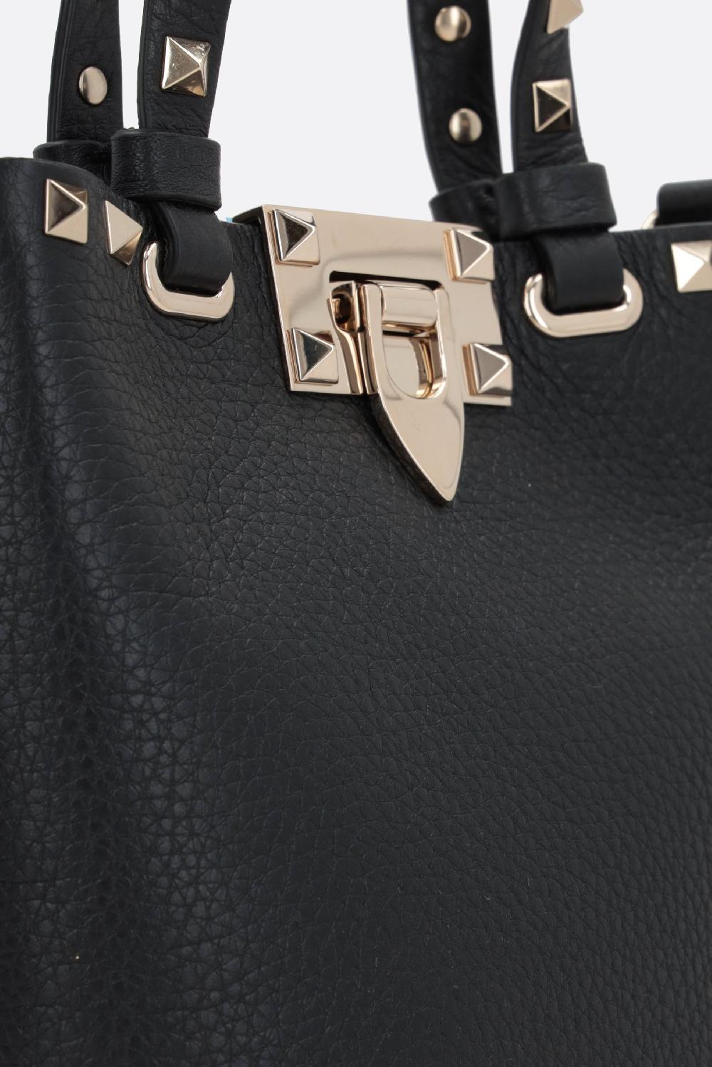 VALENTINO GARAVANI borsa tote Rockstud mini in pelle martellata Spedizione Gratuita