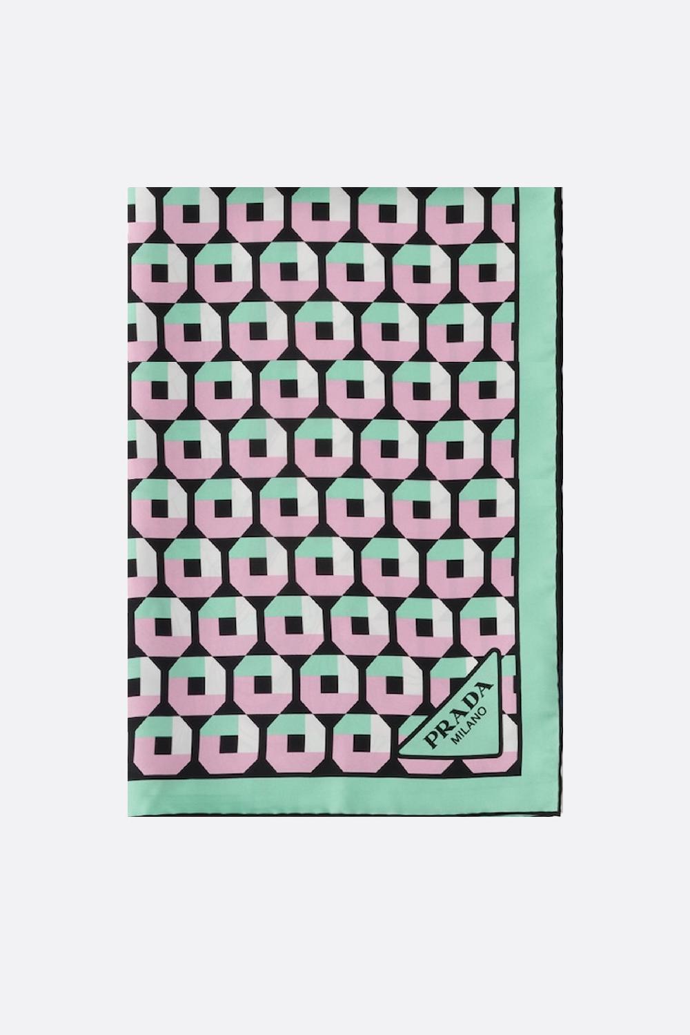 PRADA foulard stampato in twill di seta