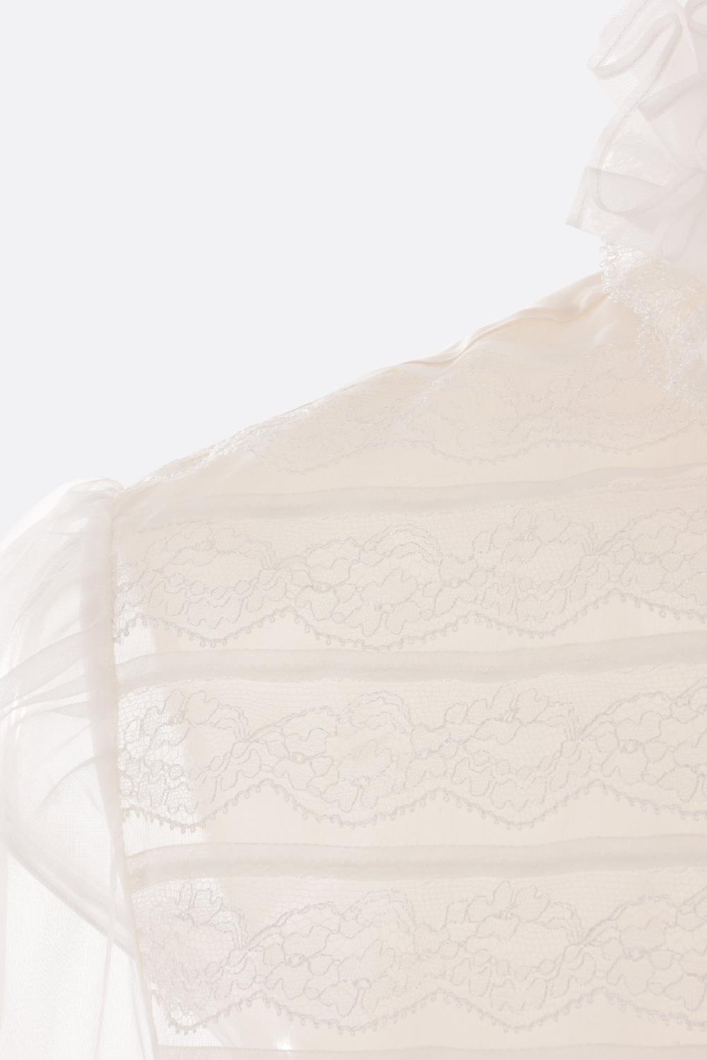 VALENTINO GARAVANI camicia in shantung organza e pizzo In Saldo