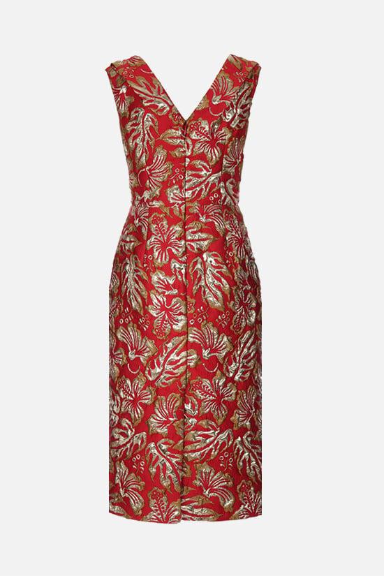 PRADA abito midi in cloquet a motivo hibiscus Nuovo