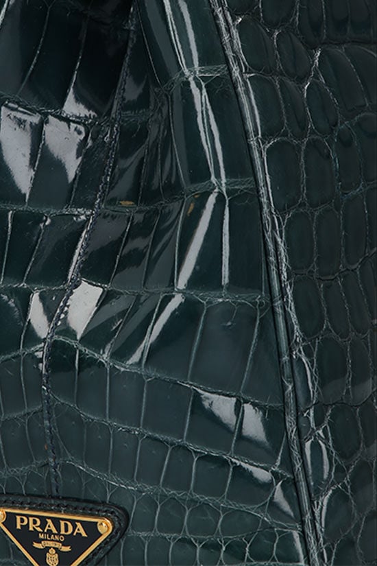PRADA borsa a mano in pelle di coccodrillo lucido Vendita