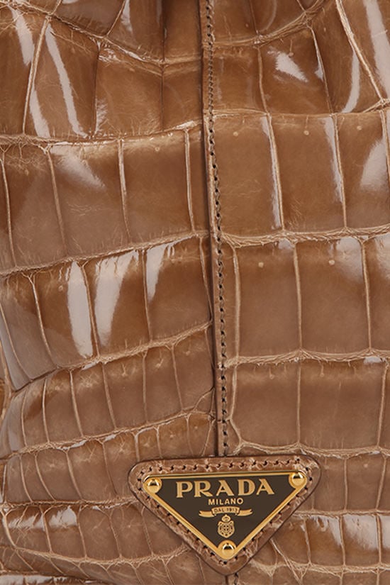 PRADA borsa a mano in pelle di coccodrillo lucido Pezzi Unici