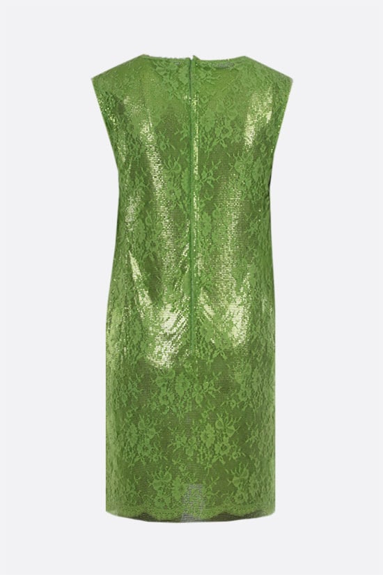 GIANNI VERSACE WOMAN abito a tubino in maglia metallica Oroton e pizzo Consegna Veloce