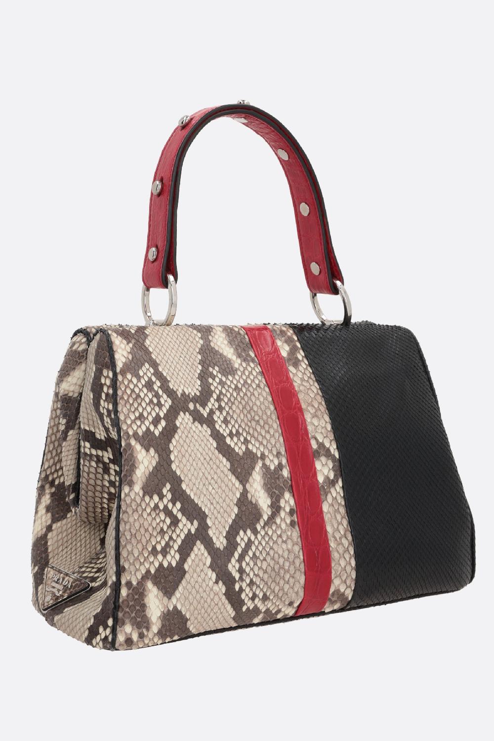 PRADA borsa a mano in pelle di pitone e coccodrillo In Saldo