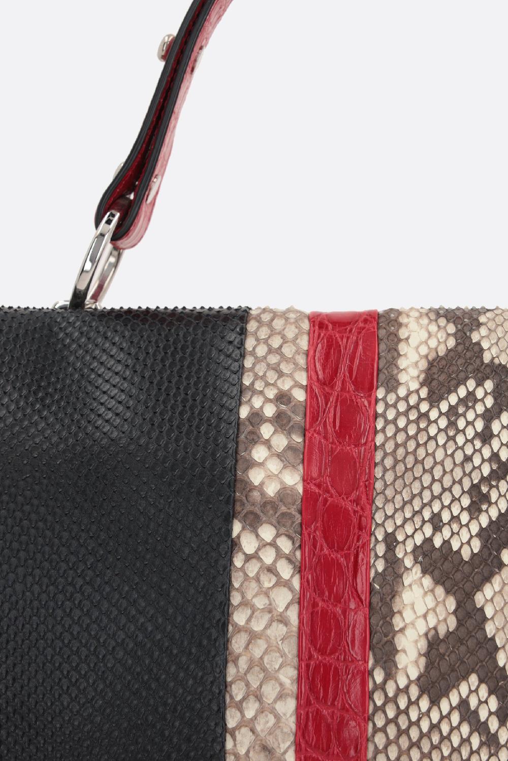 PRADA borsa a mano in pelle di pitone e coccodrillo In Saldo