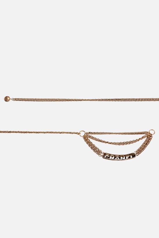 CHANEL VINTAGE WOMAN cintura a catena in metallo con logo Nuova