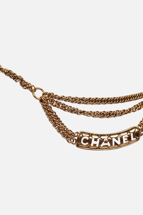 CHANEL VINTAGE WOMAN cintura a catena in metallo con logo Nuova