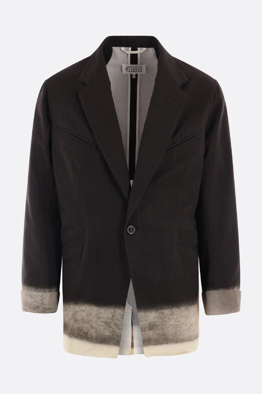 MAISON MARGIELA giacca monopetto in cotone gessato trompe l'oeil