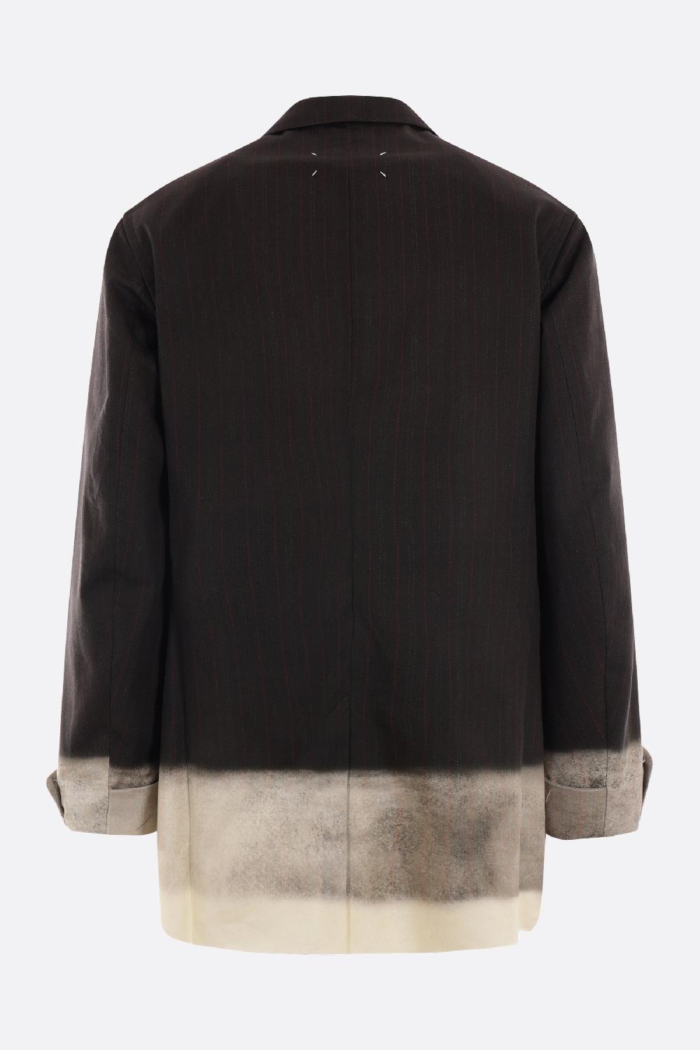 MAISON MARGIELA giacca monopetto in cotone gessato trompe l'oeil Italy