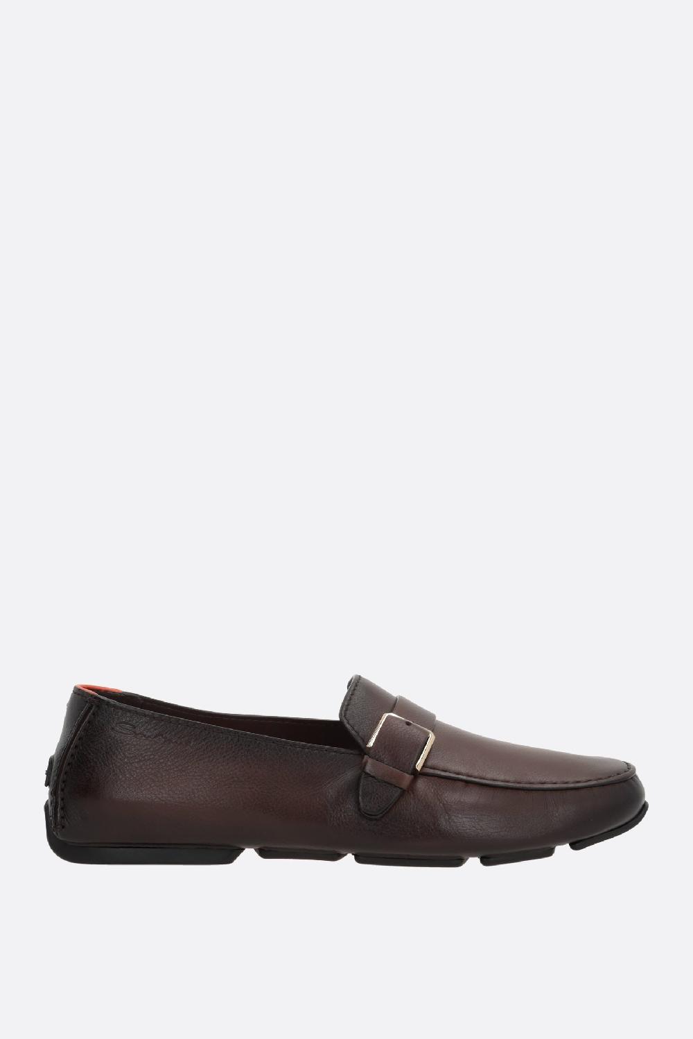 SANTONI mocassino in pelle liscia con fibbia