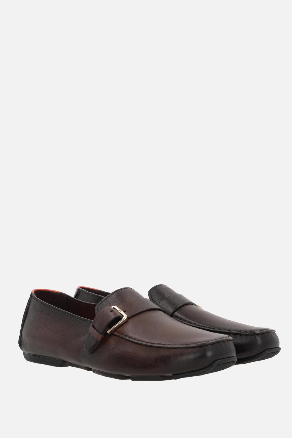 SANTONI mocassino in pelle liscia con fibbia Fino Al -60%