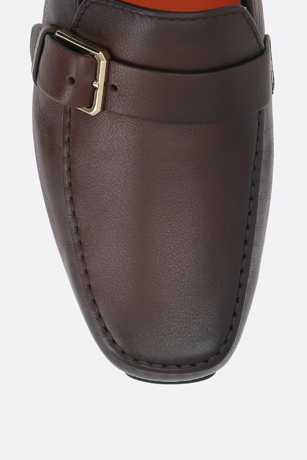 SANTONI mocassino in pelle liscia con fibbia Fino Al -60%