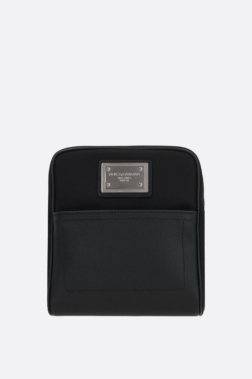 DOLCE & GABBANA borsa a tracolla in nylon e pelle martellata