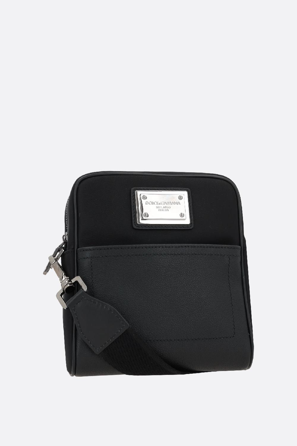DOLCE & GABBANA borsa a tracolla in nylon e pelle martellata Saldi Di Fabbrica