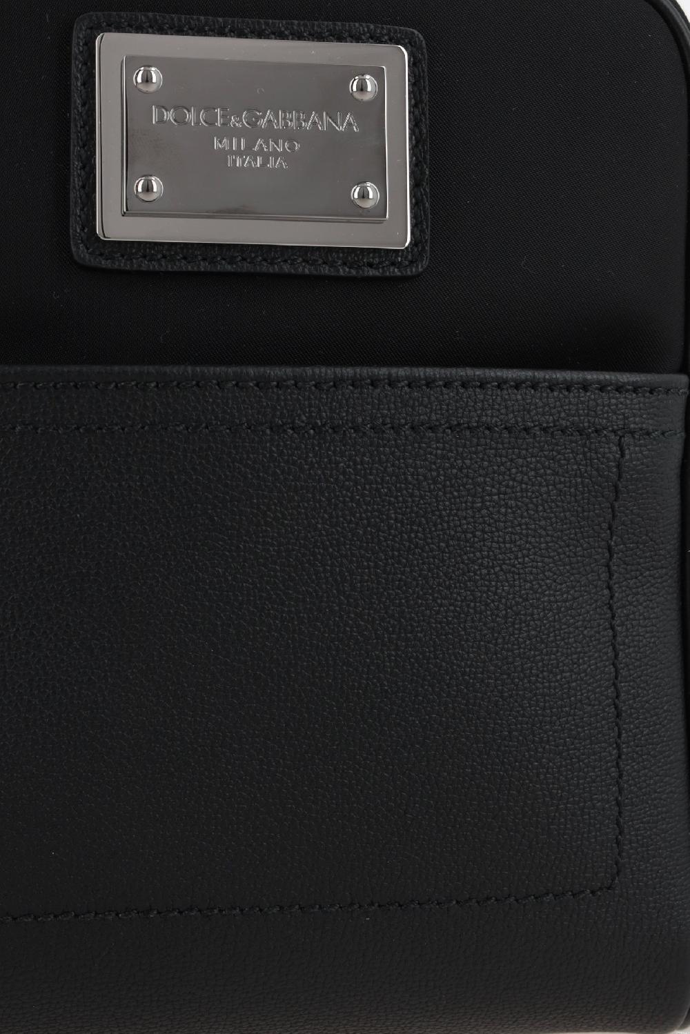 DOLCE & GABBANA borsa a tracolla in nylon e pelle martellata Saldi Di Fabbrica