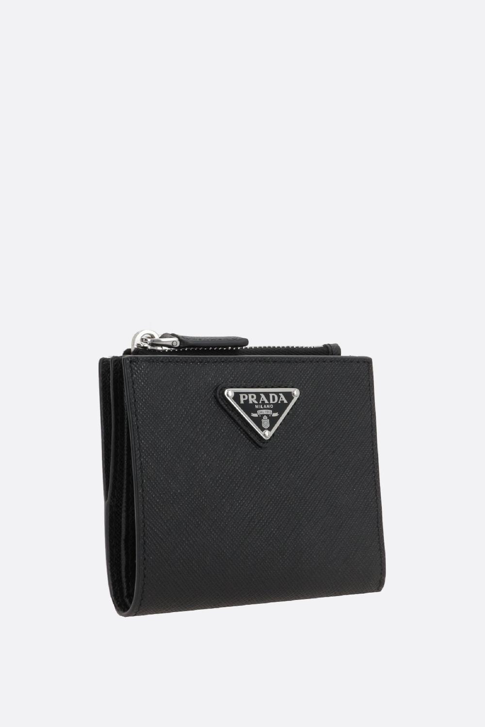 PRADA portafogli compatto in pelle Saffiano Soddisfazione Garantita