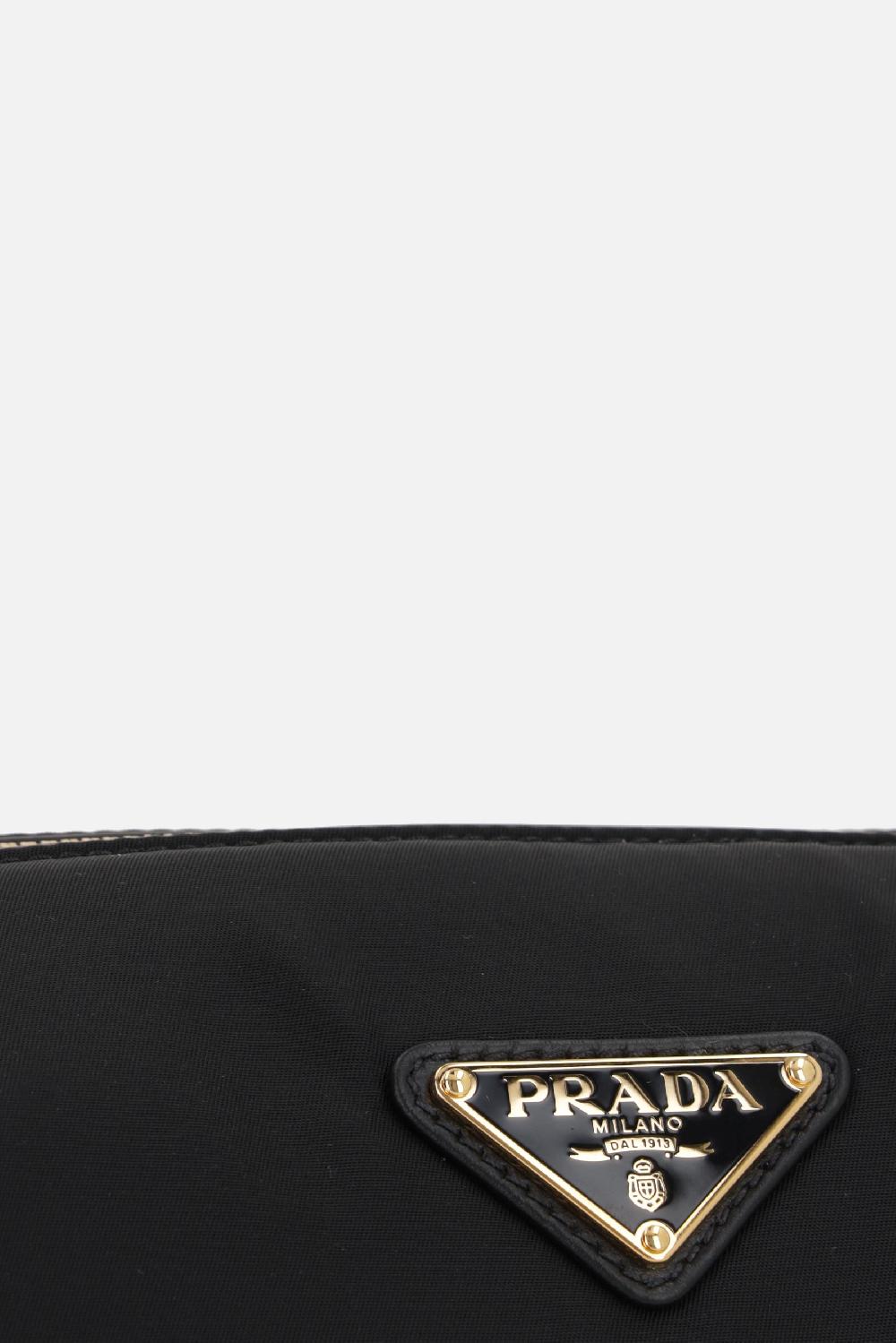 PRADA borsa a spalla media in Re-Nylon e pelle liscia Vendita Calda