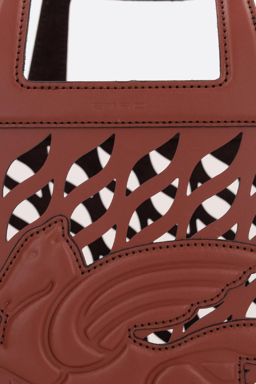 ETRO borsa a mano Coffa large in pelle laserata In Linea