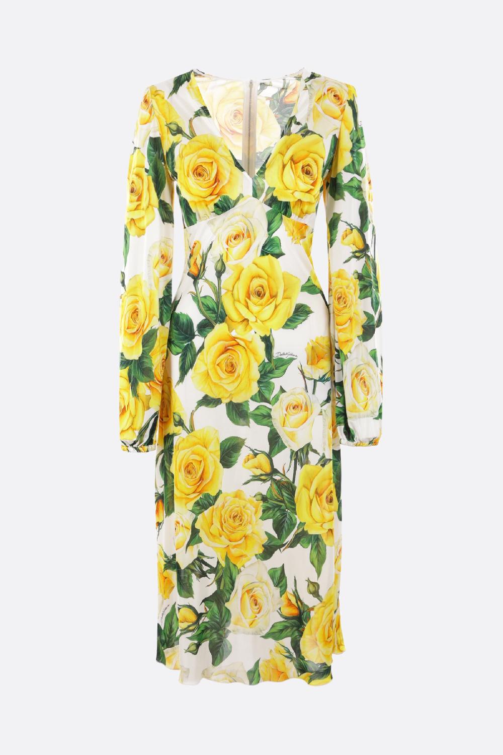 DOLCE & GABBANA abito in viscosa stampa Rose Gialle
