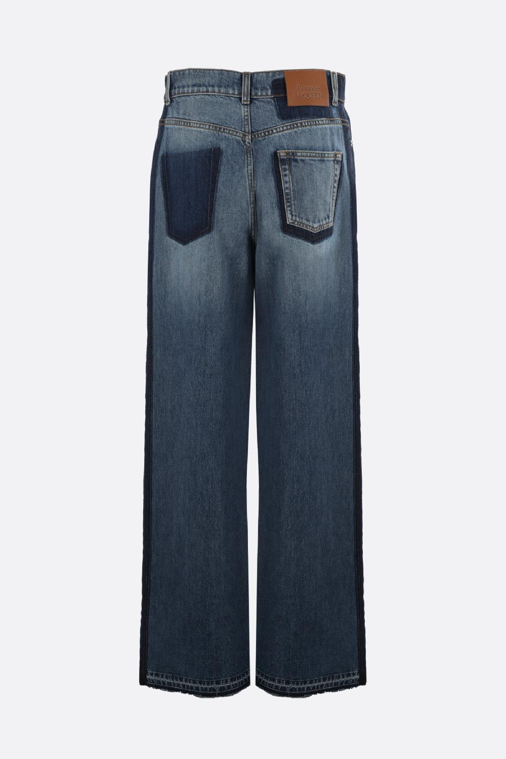 ALEXANDER McQUEEN jeans a gamba larga in denim In Vendita