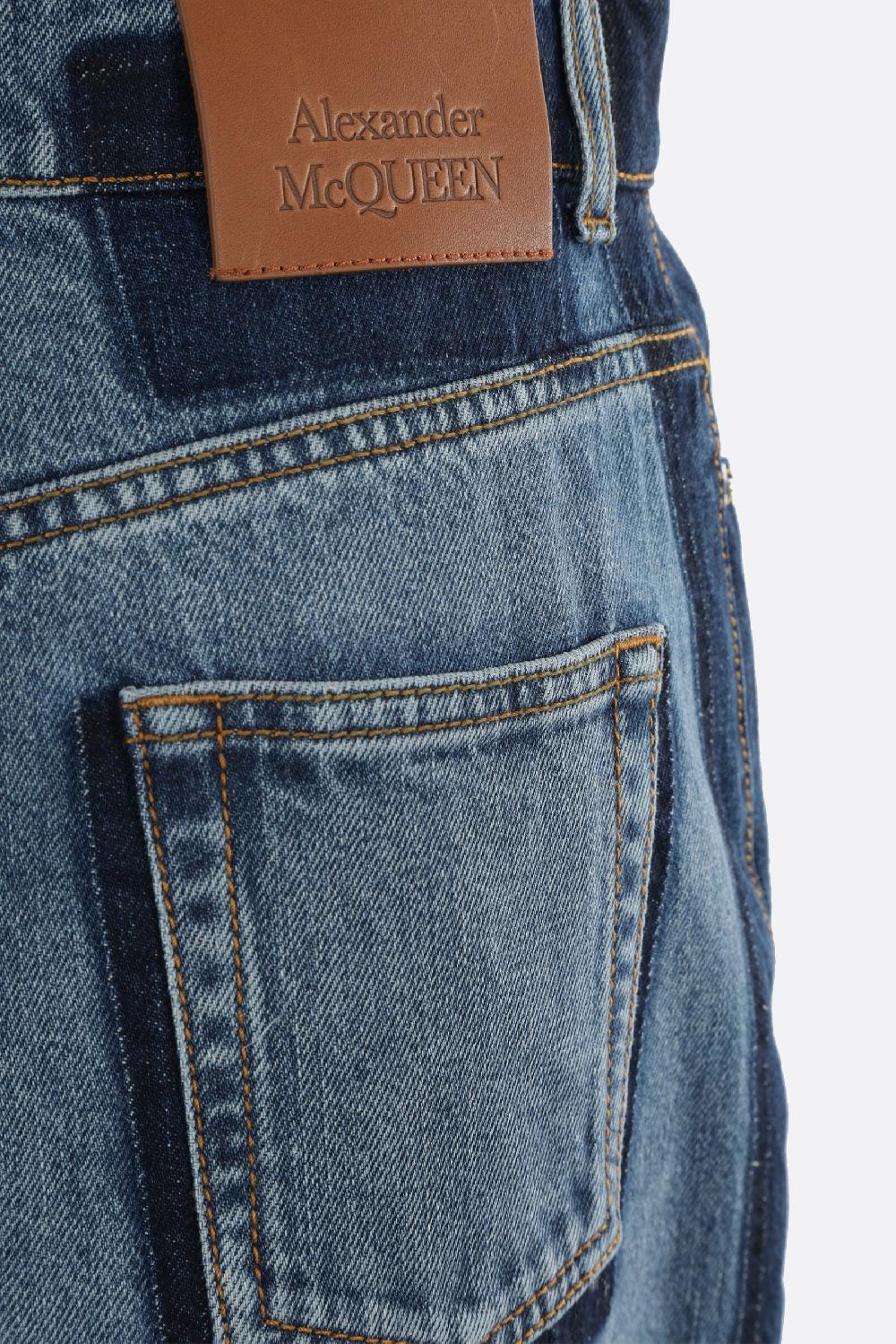ALEXANDER McQUEEN jeans a gamba larga in denim In Vendita