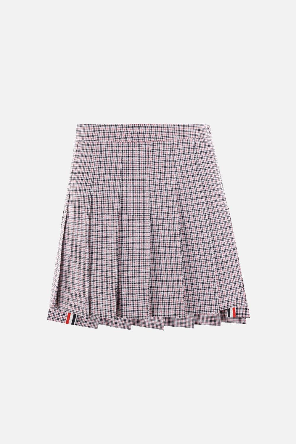 THOM BROWNE minigonna in misto cotone tartan small