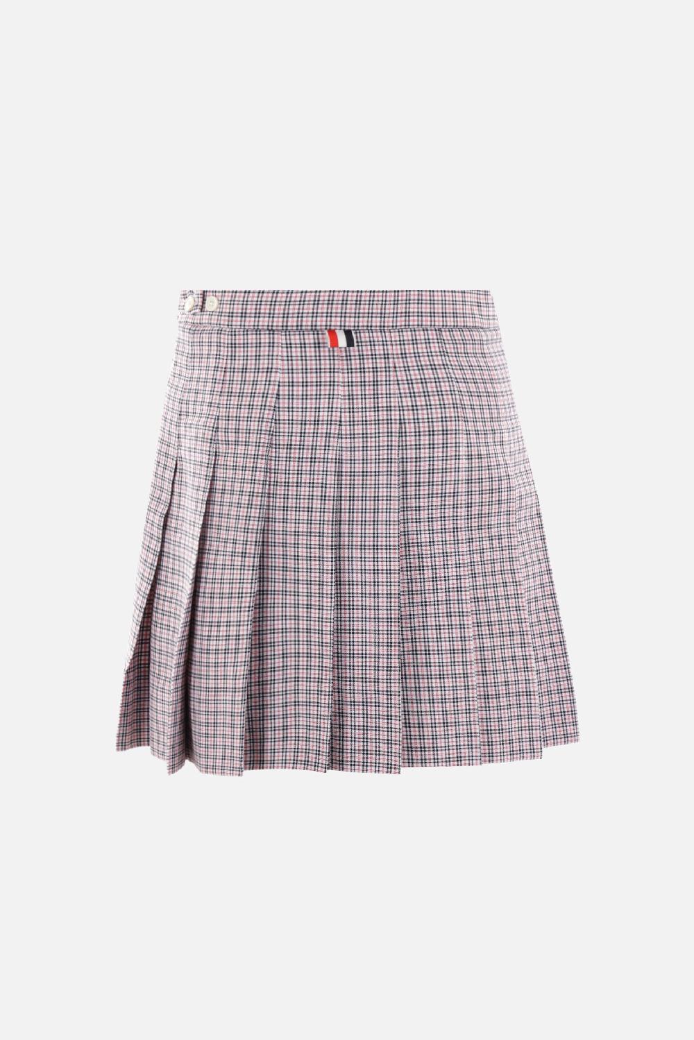 THOM BROWNE minigonna in misto cotone tartan small Offerte